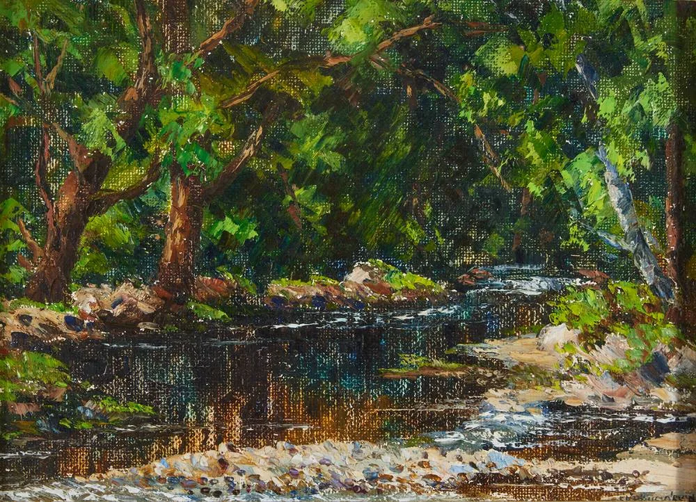HIGH SUMMER by Fergus O'Ryan, oil on board, offered Jul 2023