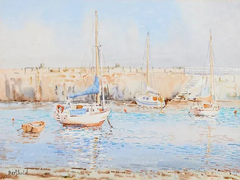 Berthold Dunne, LOW TIDE, BRAY HARBOUR, COUNTY WICKLOW, watercolour