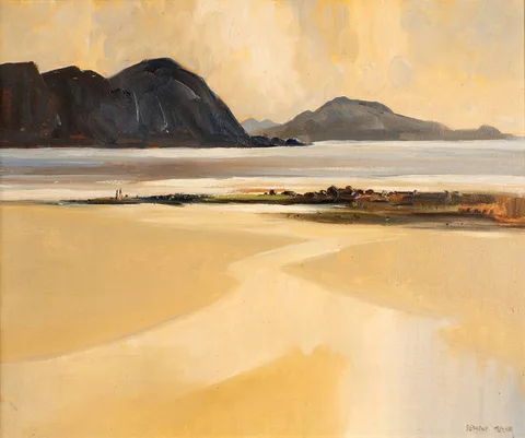 Desmond Turner, BEACH SCENE, oil on canvas