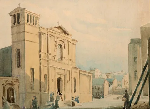 William G. Spencer, STREET SCENE WITH CHURCH, 1950, watercolour
