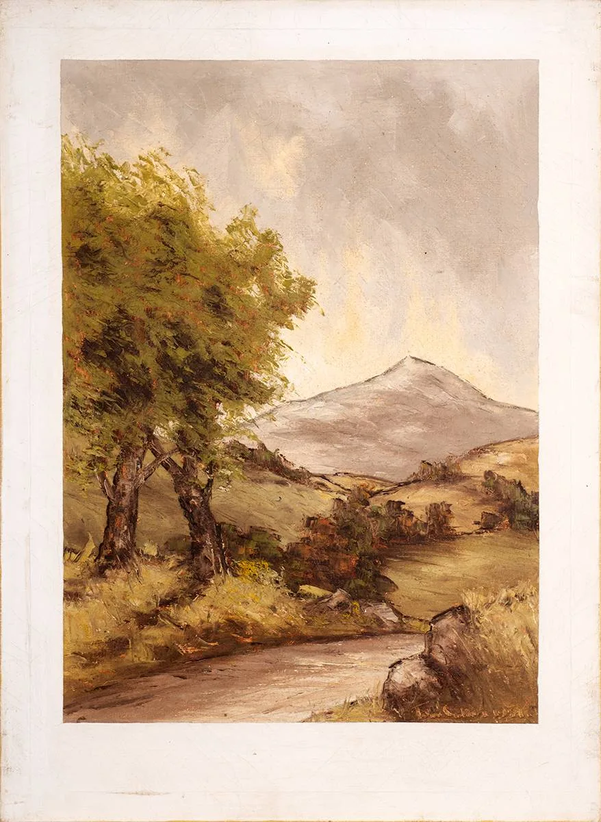 SUGAR LOAF, COUNTY WICKLOW by Tom Cullen, 1981, oil on canvas; (unframed), offered Jul 2023