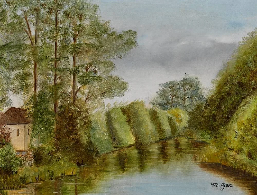 THE ABBEY HALL by M. Egan, oil on board, offered Jul 2023