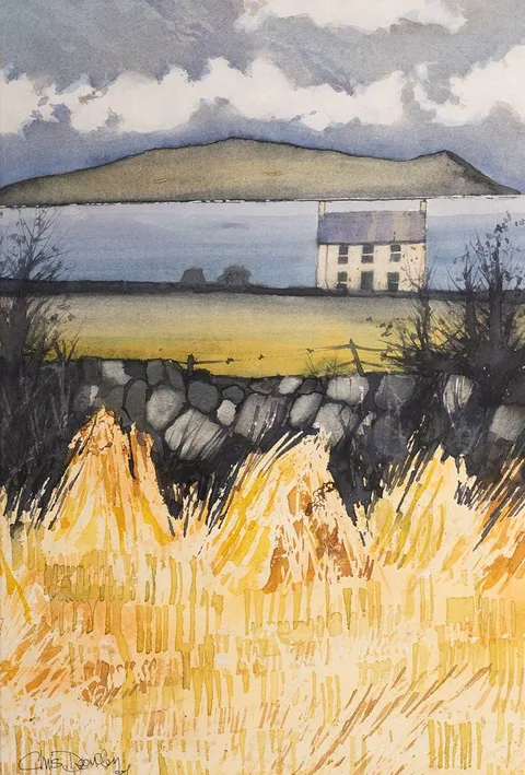 Chris J Dearden, HARVEST AND LAKE, 1987, watercolour