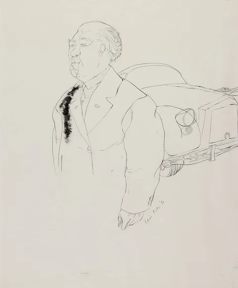 Piet Sluis, MAN WITH CAR, FEBRUARY 1965, ink