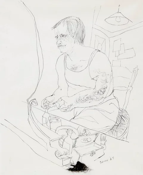 ACTOR PREPARES by Piet Sluis, 1965, ink, sold Jul 2023