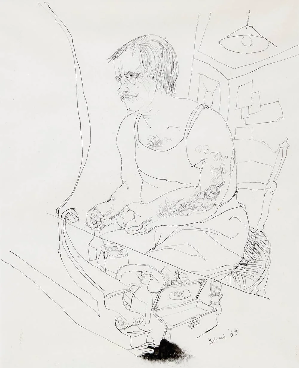 ACTOR PREPARES by Piet Sluis, 1965, ink, sold Jul 2023