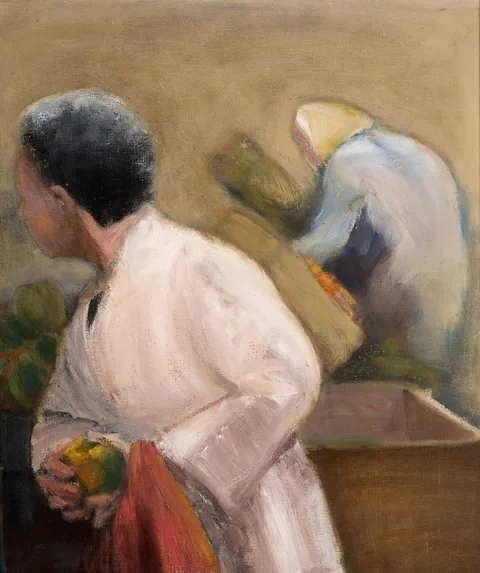 George Lewis, AT WORK, oil on canvas