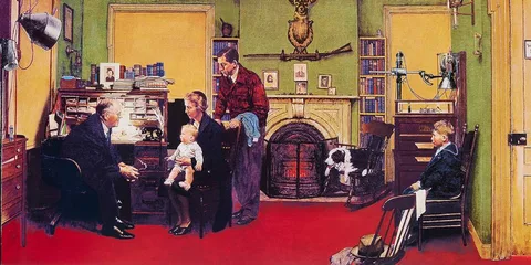 Norman Rockwell, NORMAN ROCKWELL VISITS A FAMILY DOCTOR, 1947, seriolithograph; (no. 388 from an edition of 750)