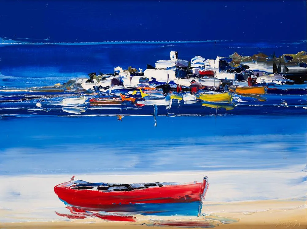Stefano Trozzi, BOAT ON A BEACH, oil on canvas
