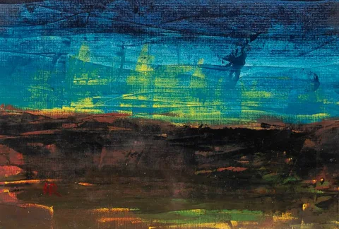 Harry Reid, AUTUMN BOGLAND, oil on paper