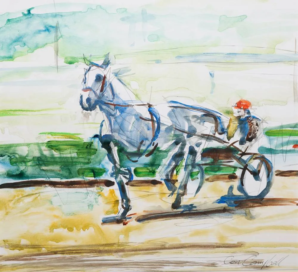 Con Campbell, THE RACING TRAP, watercolour