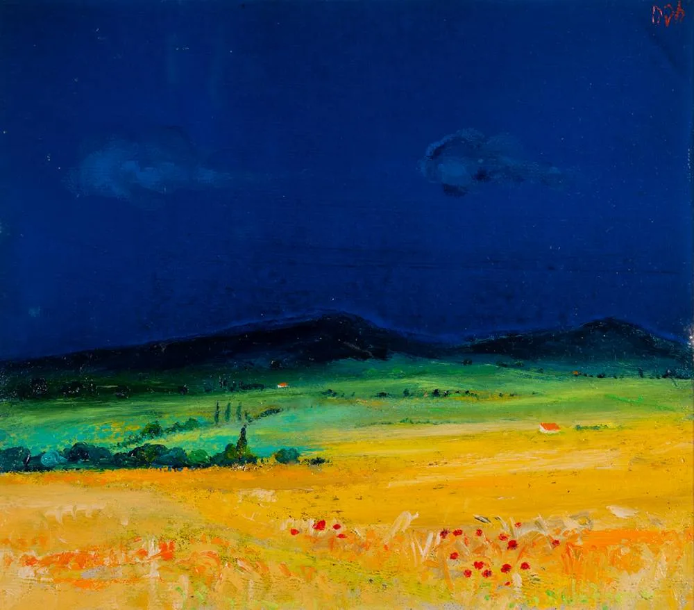 LANDSCAPE by David Gordon Hughes, oil on canvas board, sold Jul 2023