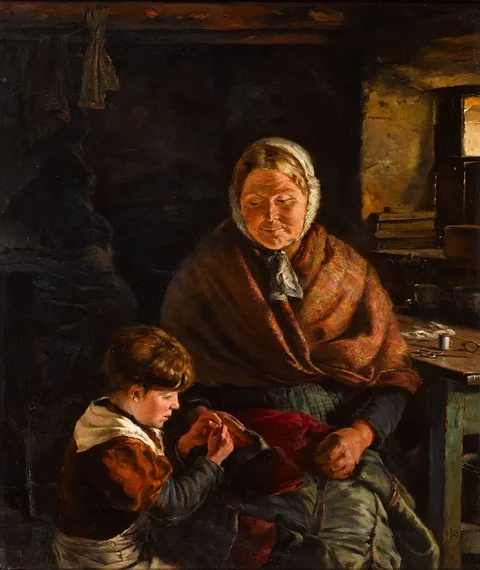 James Brenan, GRANNY'S TREASURE, 1893, oil on canvas
