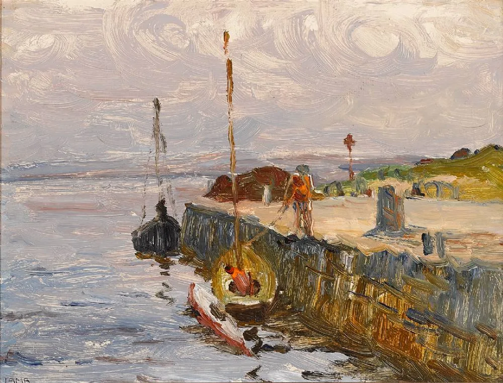 CONNEMARA HARBOUR by Charles Vincent Lamb, oil on board, sold May 2023