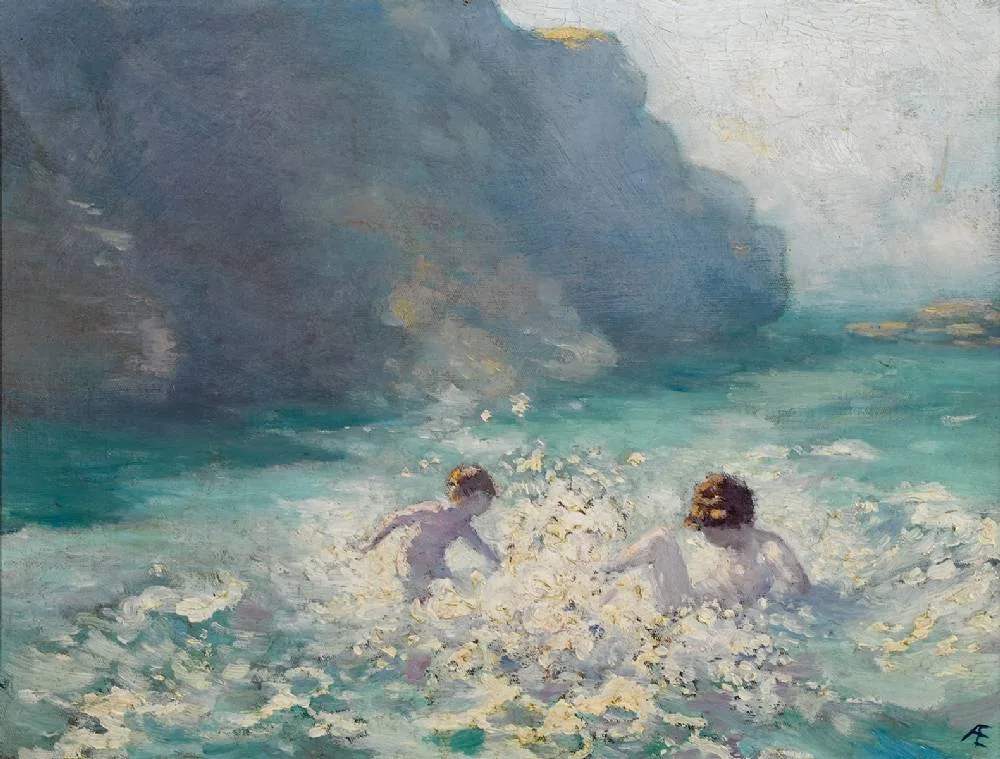 THE BATHERS by George Russell, oil on canvas, sold May 2023