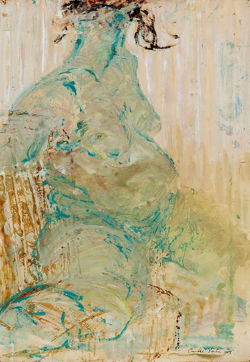 PREGNANCY by Camille Souter, 1968, oil on paper, sold May 2023
