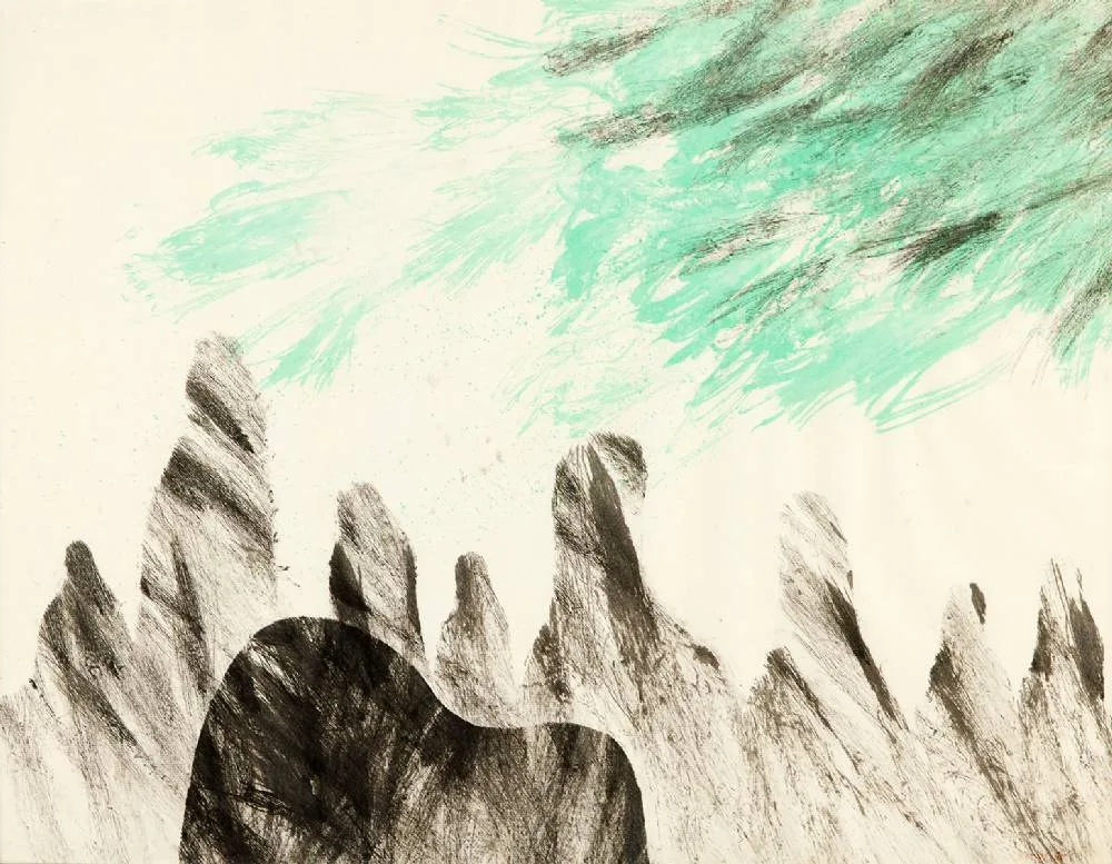 CHINESE LANDSCAPE by Patrick Scott, 1986, ink and watercolour, sold May 2023