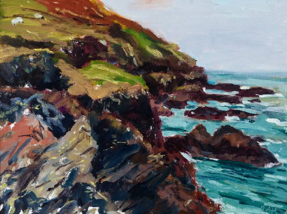 MAYO COASTLINE by Michael O'Dea, 1991, oil on board, sold May 2023