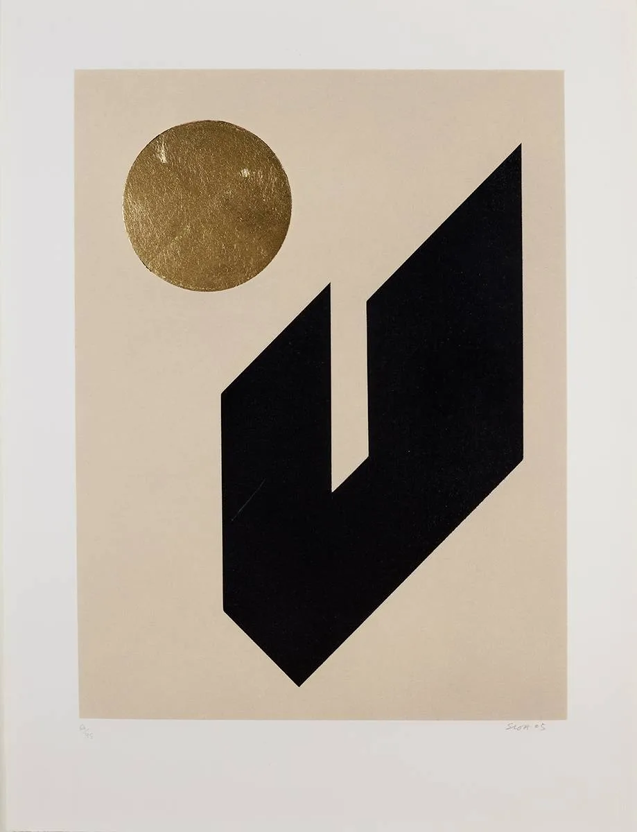 TANGRAM III by Patrick Scott, 2005, carborundum and gold leaf; (no. 52 from edition of 75), sold May 2023