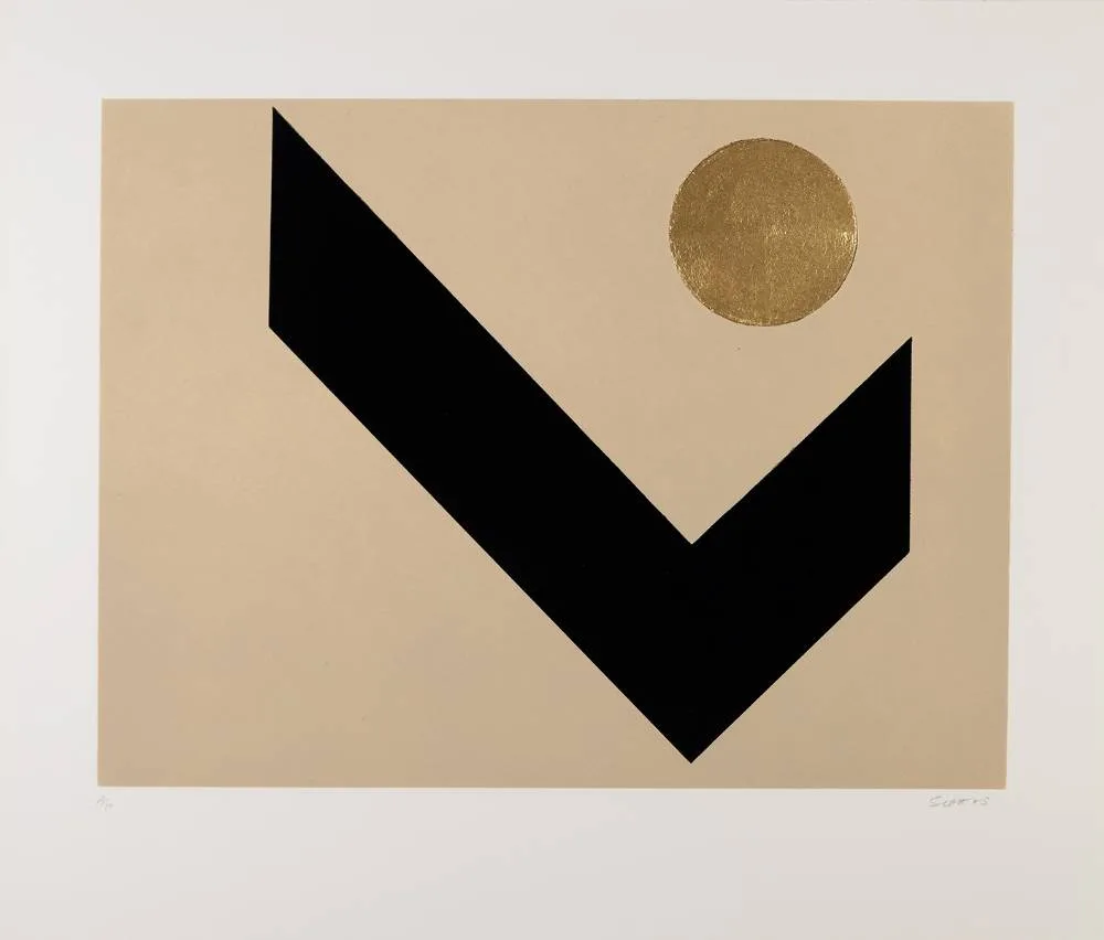 TANGRAM IV by Patrick Scott, 2005, carborundum and gold leaf; (no. 52 from edition of 75), sold May 2023