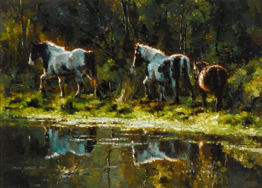 SLANEY REFLECTIONS by Mark O'Neill, 2000, oil on board, sold May 2023