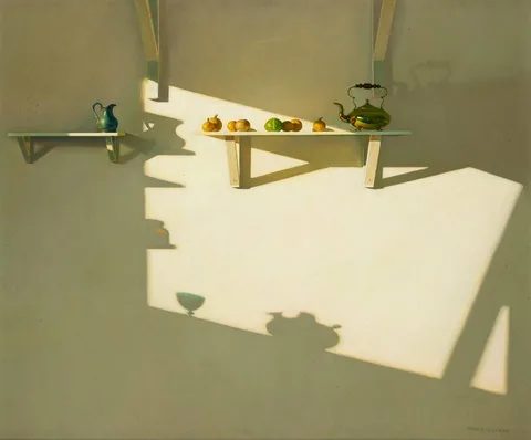 Carey Clarke, STILL LIFE - SUBSTANCE AND SHADOW, oil on board