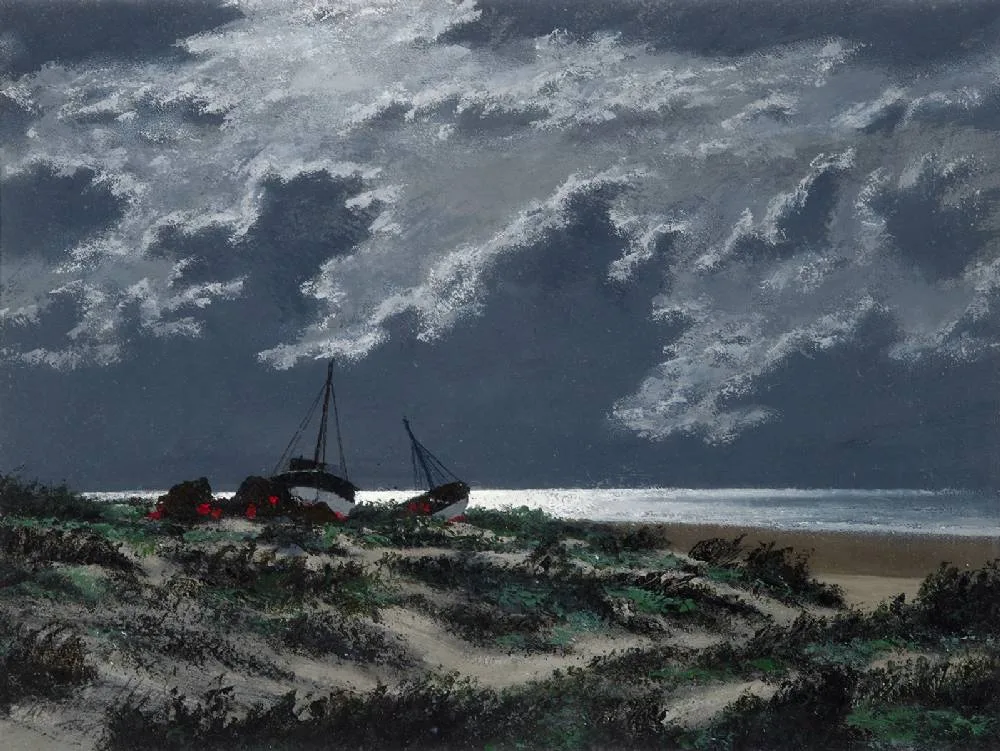 MARINE NOCTURNE by Ciaran Clear, oil on board, sold May 2023