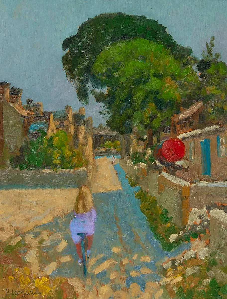 SNIPE AVENUE, GALWAY by Patrick Leonard, 1982, oil on board, sold May 2023