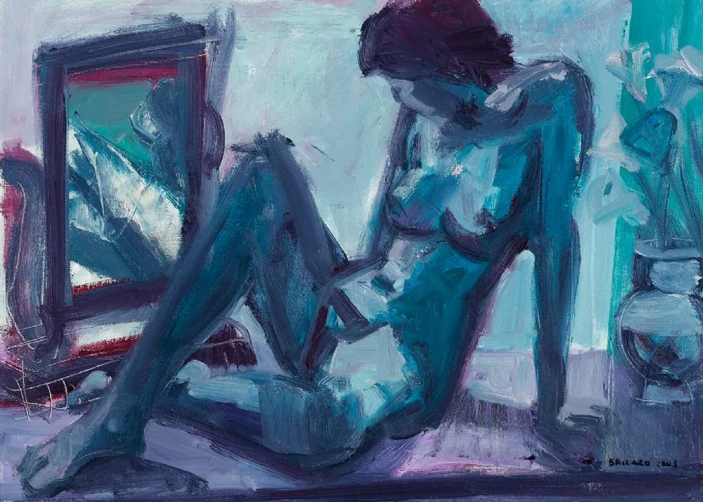 GRÁINNE ON TABLE by Brian Ballard, 2003, oil on canvas, sold May 2023