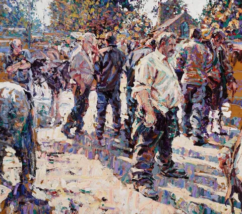 Arthur K. Maderson, SEPTEMBER EVENING (STUDY, TALLOW HORSE FAIR), COUNTY WATERFORD, oil on panel