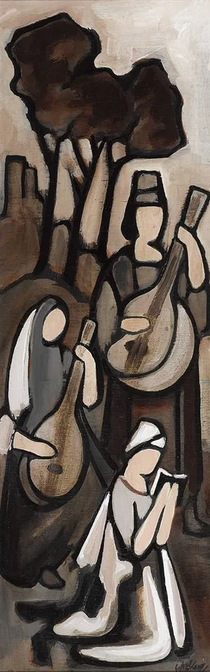 Markey Robinson, NATIVITY (A PAIR), oil on board; (2)