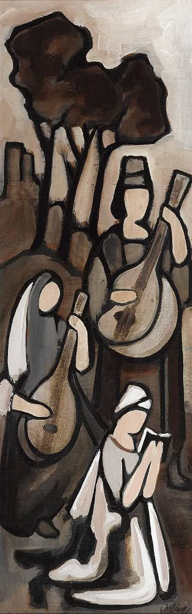 NATIVITY (A PAIR) by Markey Robinson, oil on board; (2), sold Apr 2023