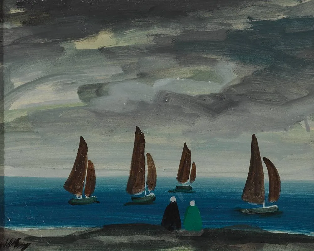Markey Robinson, WATCHING THE BOATS, oil on board
