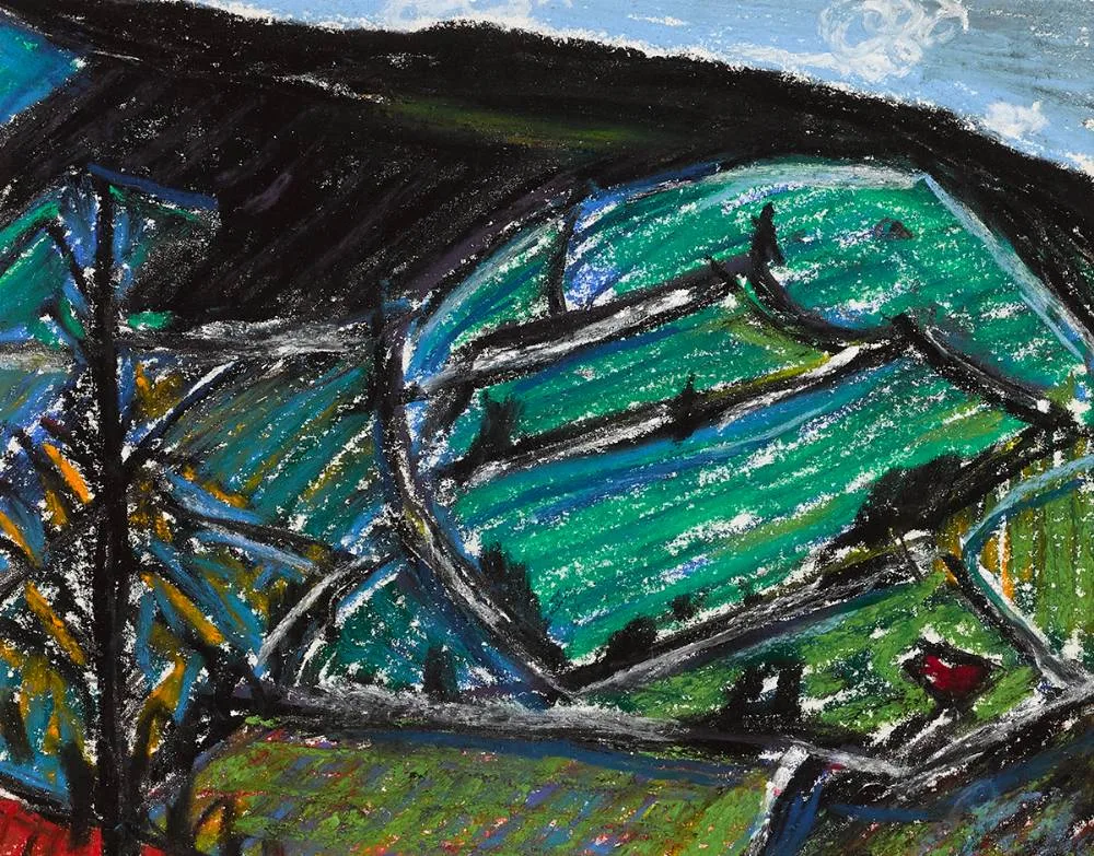 Peter Collis, WICKLOW HILLSIDE, crayon and graphite
