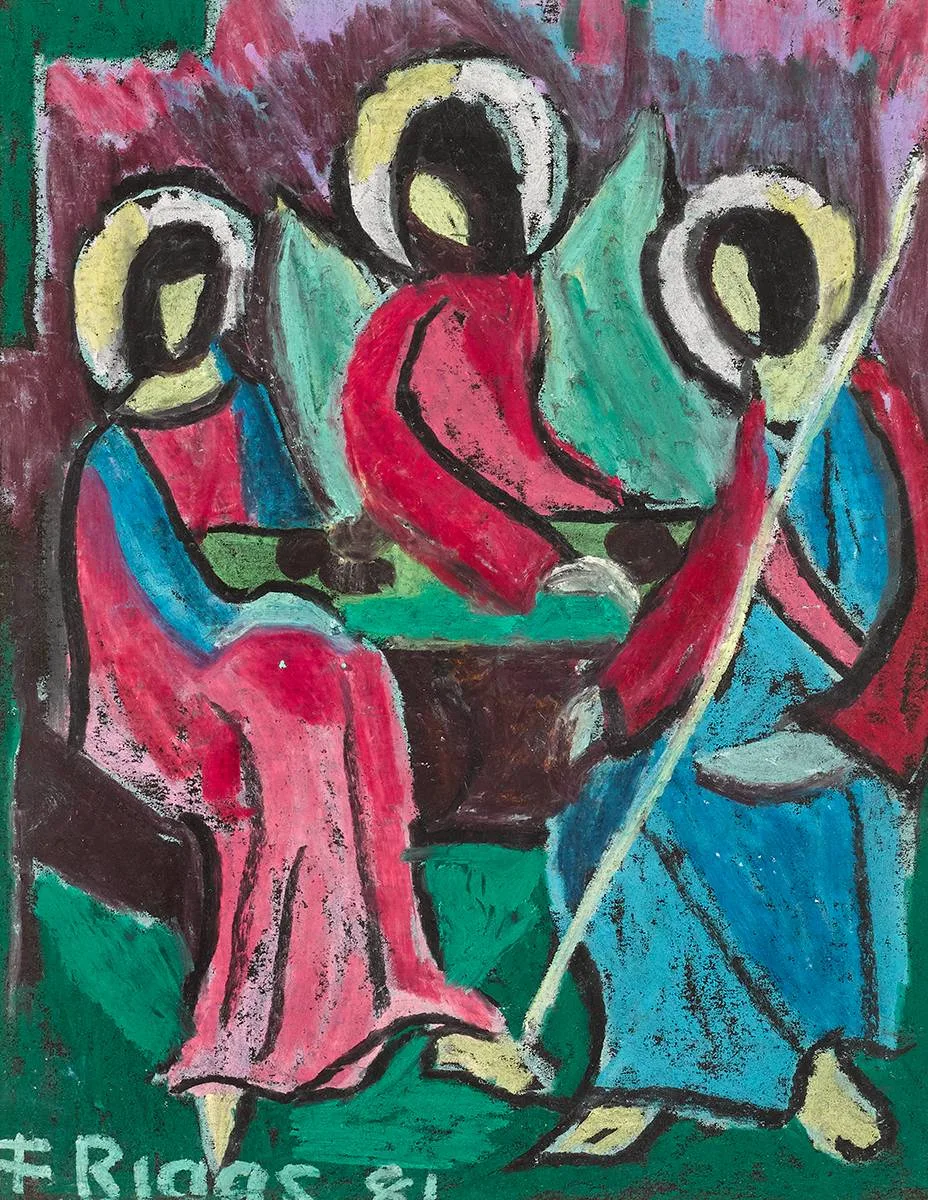 Frances Biggs, BIBLICAL SCENE, 1981, crayon