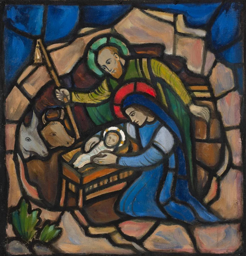 William J. Dowling, DESIGN FOR STAINED GLASS 'THE NATIVITY', oil on canvas