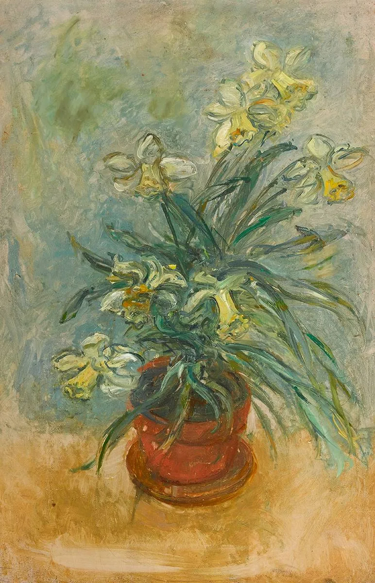 DAFFODILS by Stella Steyn, oil on board, sold Apr 2023