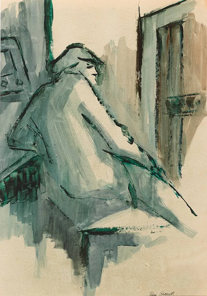 RECLINING FIGURE by Palm Skerrett, watercolour, offered Apr 2023