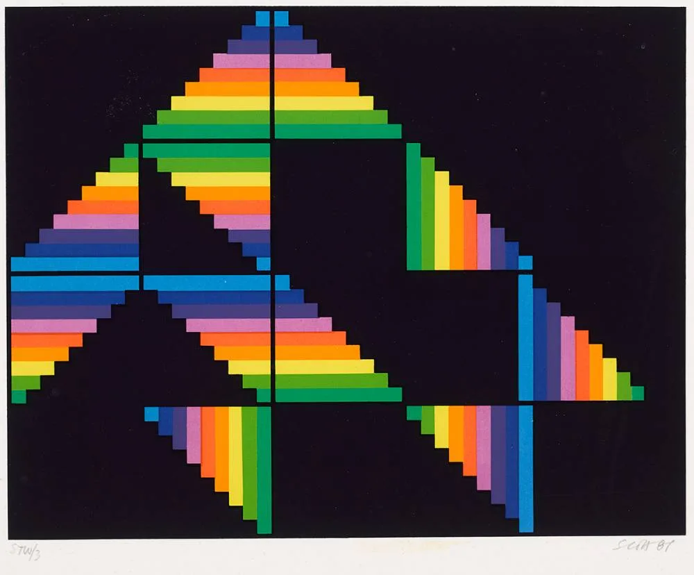 CHRISTMAS CARD by Patrick Scott, 1987, colour print, sold Apr 2023