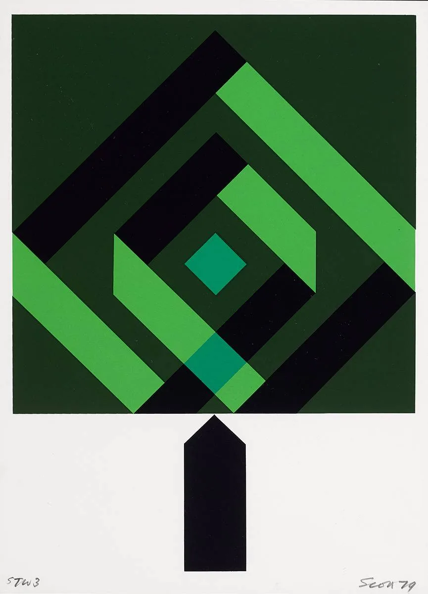 CHRISTMAS CARD by Patrick Scott, 1979, colour print, sold Apr 2023