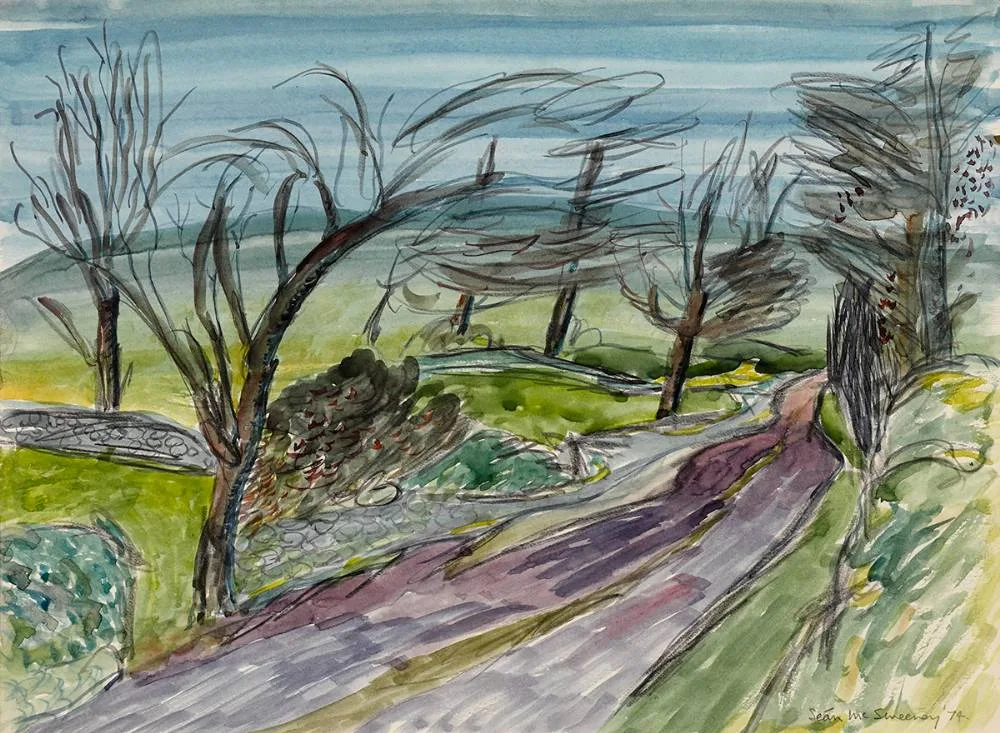 THE ROAD by Seán McSweeney, 1974, watercolour, sold Apr 2023