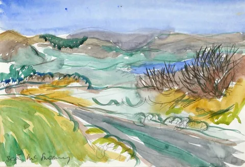 THE LANE, LUGGLASS by Seán McSweeney, watercolour and pencil on paper, sold Apr 2023
