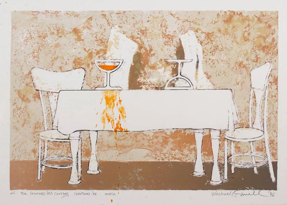 LA TABLE by Micheal Farrell, lithograph in colour; (hors d'commerce), offered Apr 2023