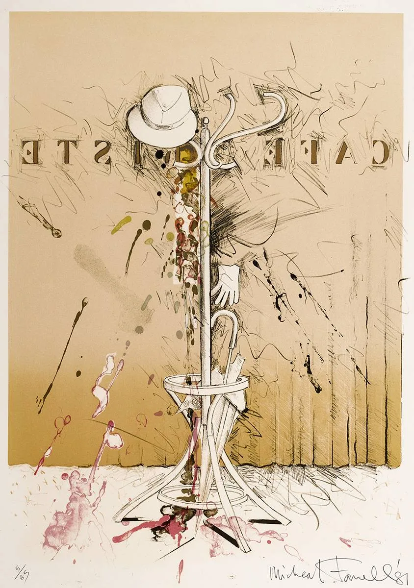 CAFE TRISTE by Micheal Farrell, 1981, lithograph; (no. 5 from an edition of 85), sold Apr 2023