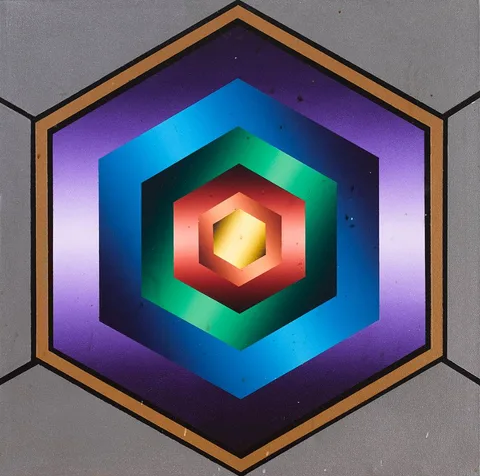 PARTICLE SLICE NO. 1 (CONSTRUCT SERIES) by Francis Tansey, 1997, acrylic on canvas, offered Apr 2023