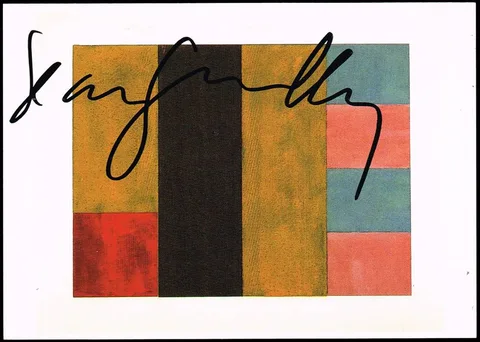 SIGNED POSTCARD by Sean Scully, signed at the Langan Foundation, Germany, May 2022, sold Apr 2023