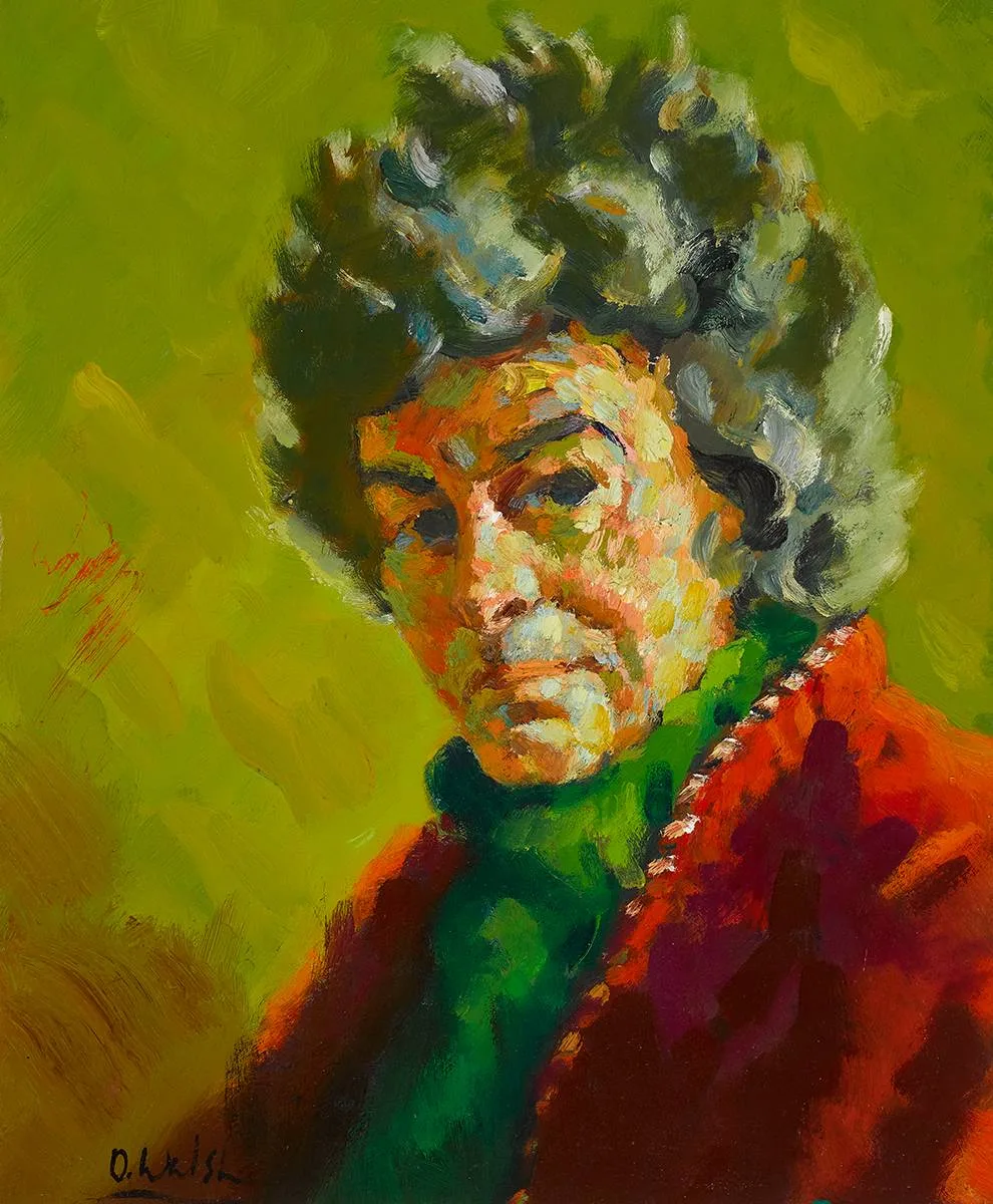 SELF PORTRAIT by Owen Walsh, oil on panel, sold Apr 2023