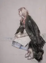 Thomas Ryan, PORTRAIT OF A WOMAN, SEATED IN GREEN SHAWL