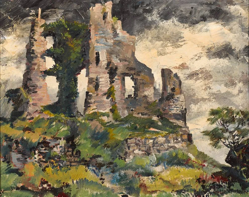CARRIGOGUNNELL CASTLE, COUNTY LIMERICK by Fergus O'Ryan, oil on canvas, sold Apr 2023
