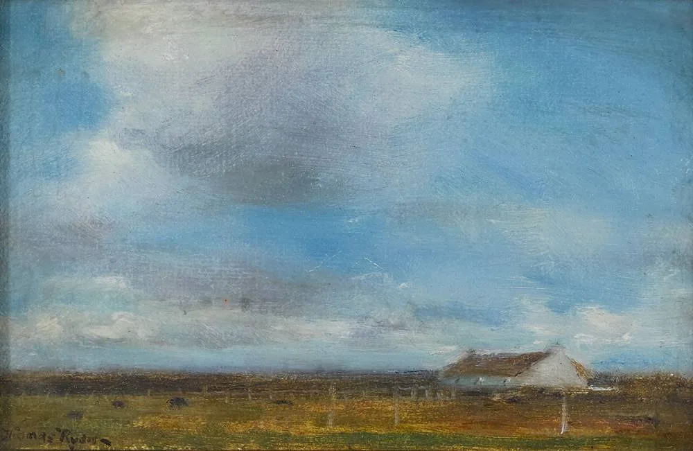 MEATH SKY by Thomas Ryan, 1979, oil on canvas board, sold Apr 2023
